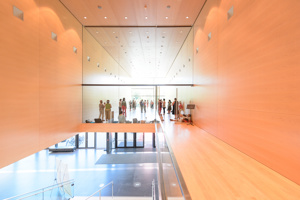 Tanz-Workshopteilnehmer:innen stehen im Saal Propter Homines im Festspielhaus Bregenz