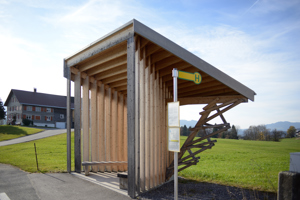 Architektonisch extravagante Bushalte-Stelle im Bregenzer Wald von Wang Shu und Lu Wenyu
